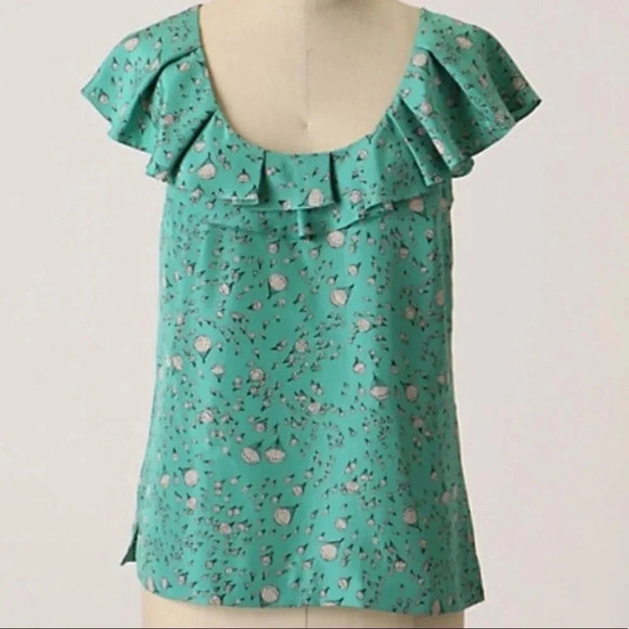 Anthropologie NWT Parachute Print Silk Blouse size 0 - Picture 1 of 8